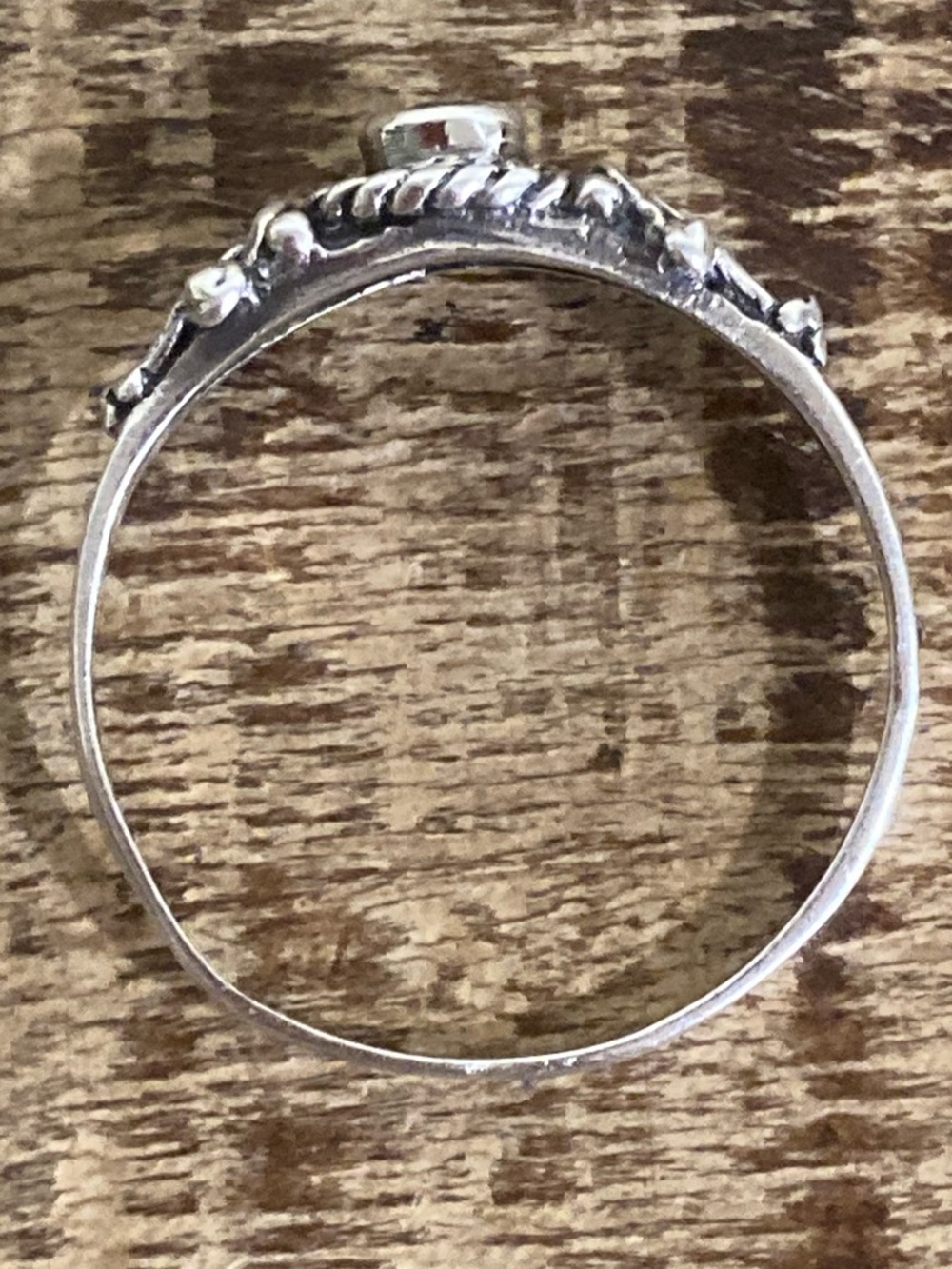 Sterling Silver Ring - 925 TM - Rope Bezel - Clear Stone - Size 9.25 - Picture 14 of 15